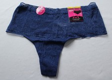 Maidenform Women's Smooth It Out Lace Thong Panty ZG3 Dark Blue Medium NWT
