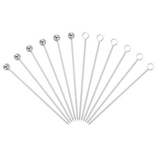 12 Pcs Stainless Steel Cocktail Picks, 4.25" Silver (Bead/Ring)