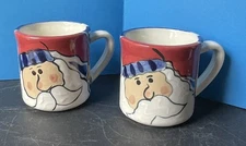 2  Buckeye Stoneware Pottery Santa Christmas Mugs Zanesville Ohio USA 1 Lb Each