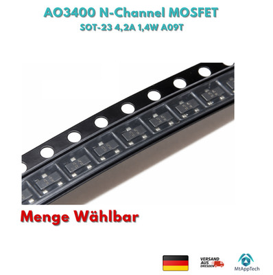 AO3400 N-Channel MOSFET SOT-23 4,2A 1,4W A09T   Menge wählbar (1 10 Stück)