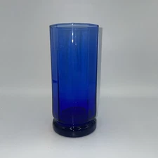 Vtg Anchor Hocking Essex Cobalt Blue Glass 10 Panel 16 Oz. Ice Tea  6 1/2” Tall