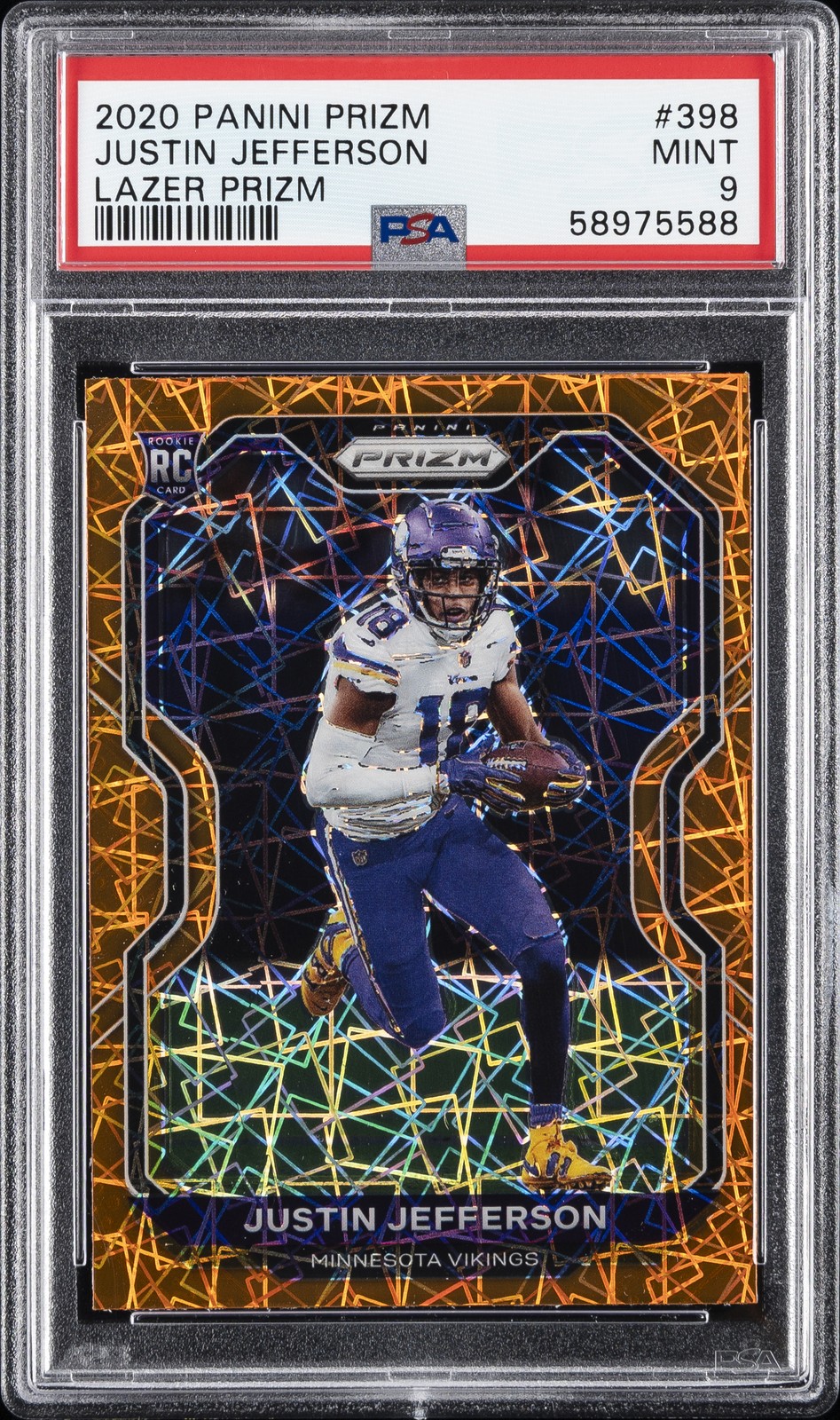 2020 PANINI PRIZM LAZER PRIZM #398 JUSTIN JEFFERSON ROOKIE RC PSA 9