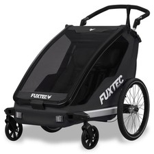 FUXTEC Fahrradanhänger Sportfux | 2 Sitzplätze | faltbar | Schwarz | FX-FA1