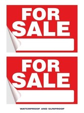 Generic For Sale Sign Stickers 2 Pack Red, Rectangular, Weather Resistant