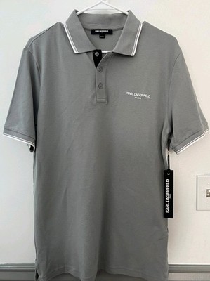 Karl Lagerfeld Gray Polo Shirt Men s S Short Sleeve Collared Solid LM5K3968