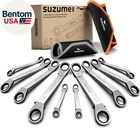 Offset Ratcheting Wrench Set, 10-Piece Metric & SAE (6–21Mm, 1/4″–7/8″) Double O