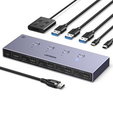 HDMI 2.1 KVM Switch 4 In 1 Out 8K@60Hz USB 3.0 Switch 4 Ports 1 Monitor und T...