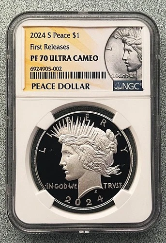 2024 S SILVER PROOF PEACE DOLLAR GRADED BY NGC PF70 ULTRA CAMEO FIRST RELEASES