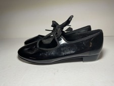 ABT American Ballet Theater Spotlights Girls Tap Shoes Black Patent Leather Sz 1