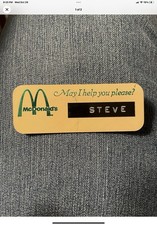 Vintage McDonald’s 1970s Employee Name Badge “Steve” Yellow/Green