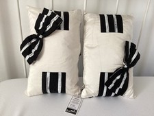 Cecil Beaton Ascot Silk Cushion Black & White Striped Bow Design Audrey Hepburn