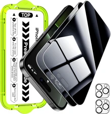 [2+2 Pack for Iphone 16 Pro Privacy Screen Protector – Anti-Spy Tempered Glass &