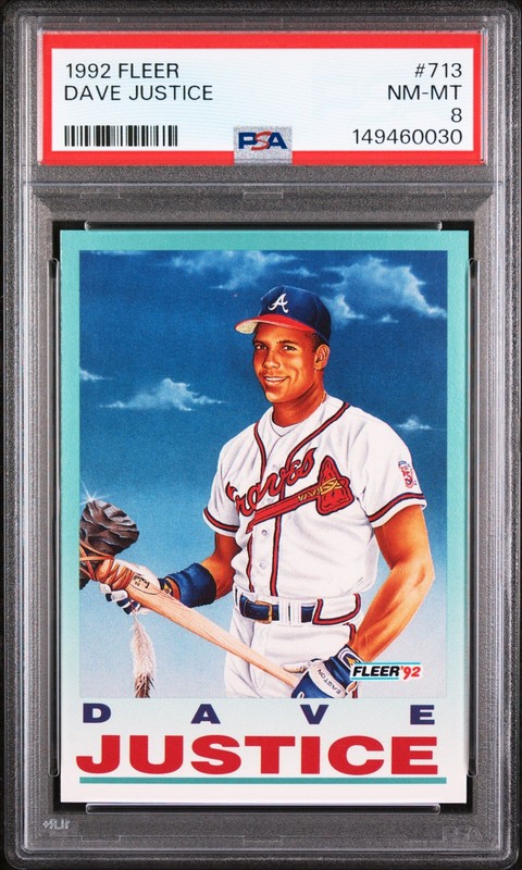 1992 FLEER #713 DAVE JUSTICE PSA 8