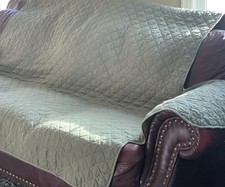 Reversible Quilted Sofa Cover 9x6ft Light Green Yellow Couch Protector Pet Frien