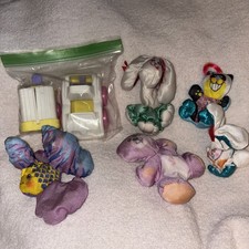 Vintage Fisher Price Smooshees / Smooshies 5 Pc Animal Lot Car Trailer 1987
