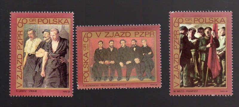 POLAND (1968) 5th CONGRESS OF THE UNITED POLISH WORKER'S PARTY (set of 3) MNH
