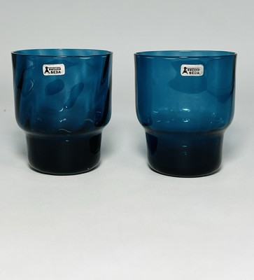 Sweden Seda Cobalt Blue Glass 3'' Votive Candle Holders Set Of 2