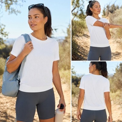 Athleta In Motion Seamless Tee Women's Large White Workout Top NWT