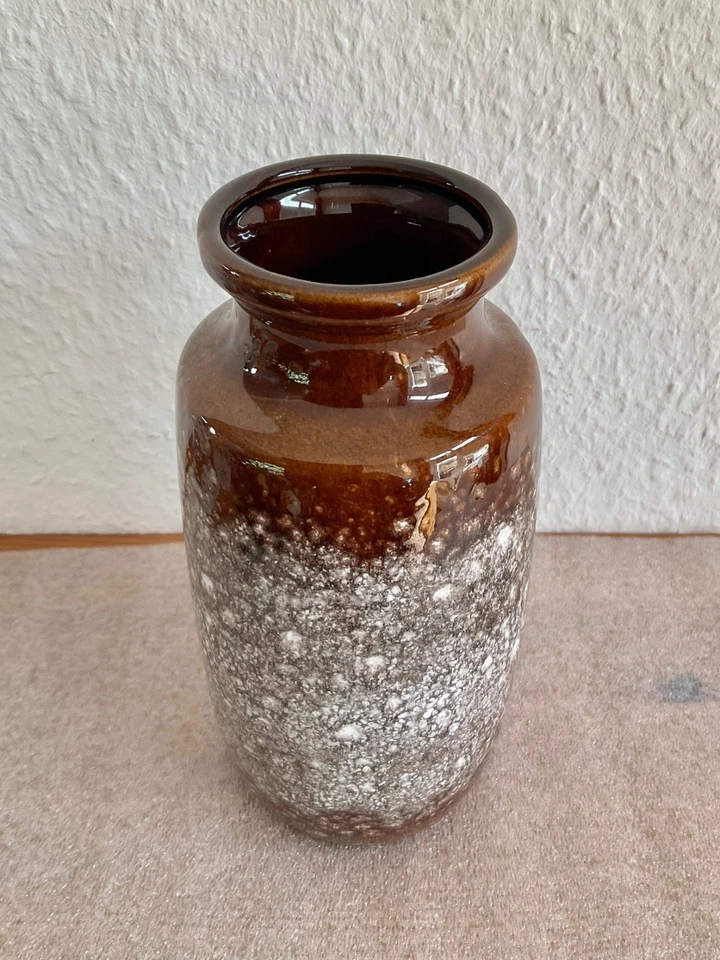 Scheurich Vase 213-20 - Keramik - Fat Lava - braun/creme - W. Germany - Bild 3 von 4