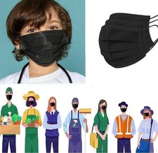 50 Pcs Kids Boy Girls Face Mask Disposable Children Soft Skin Mouth Cover Black