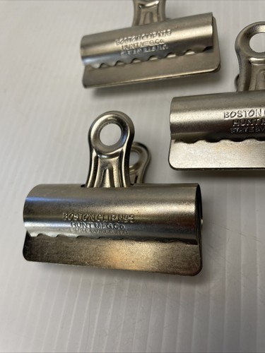 Lote 5 Vintage Boston Nº 3 clips de papel de metal carpeta de acero inoxidable Hunt Mfg Co. - Imagen 5 de 9