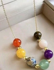 7 Chakra Nature Stone Gold-Plated SS Necklace 