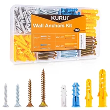 Wall Anchors Kit for Hanging Wall Art Decor, 160Pcs Drywall Anchors Assortment K