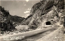 Tunnels in Solid Rock on Feather River Highway CA RPPC Photo Postcard 1930-40s