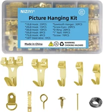 302Pcs Picture Hanging Kit, Heavy Duty Photo Frame Hangers with 10-75Lb Hooks, S