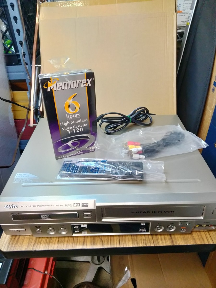 VCR DVD Player Combo Unit Sanyo DVW-5000 w/ Remote AV Cords Tested