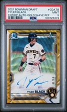 2021 Bowman Draft Chrome Auto Tyler Black Gold Wave Refractor #/50 PSA 9