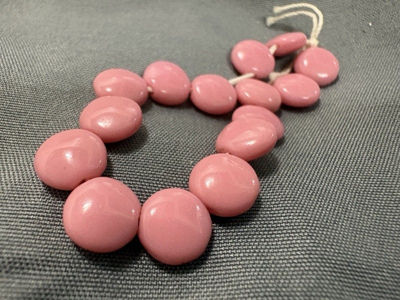 Czech Glass Top Drilled Pink Coin Beads, 8mm, 15 Count