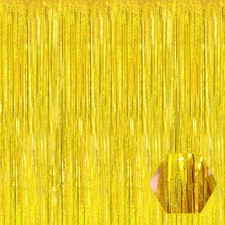 3 Pack 3.28x8.2 Ft Gold Foil Fringe Curtain Backdrop for Birthday Wedding