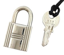 Hermes Cadena Key Leather Cord Silver No110 Used Cadena Key Vintage Set