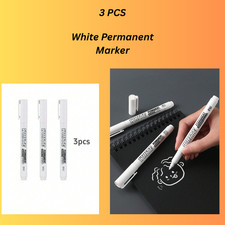 3pcs White Permanent Marker Pens For Metal, Art, Drawing, Wood, Plastic