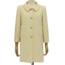 CHANEL Tweed Long Jacket Coat 01C Cream Square Button Size 36 Auth JAPAN