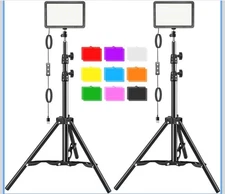 Hagibis LED Video Light Kit - 2 Pack with 18 Color Filters & Adjustable Tripod