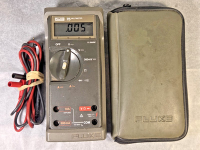Vintage Fluke 75 Digital Multimeter Tested Original Gen 1 w/ Case & Leads