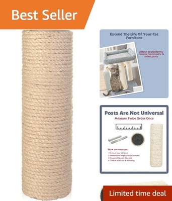 Compact Replacement Scratcher for Indoor Cats - Sisal Wrapped 3.5'' x 11.8''