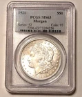 1921 Morgan Dollar Uncirculated PCGS Certified MS63! 90% Silver $1 Coin