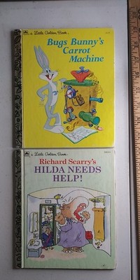 Two Little Golden Books Used Hilda Needs Help Bugs Bunny Carrot Machine