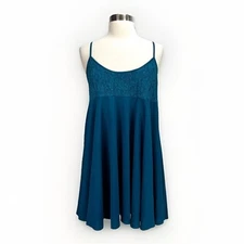 Victorias Secret VTG 90s Y2K Babydoll Chemise Nightie Dress Gold Label Sz L Blue