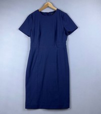 Ann Taylor Sheath Dress Womens Size 6 Short Sleeve Back Zip Round Neck Blue