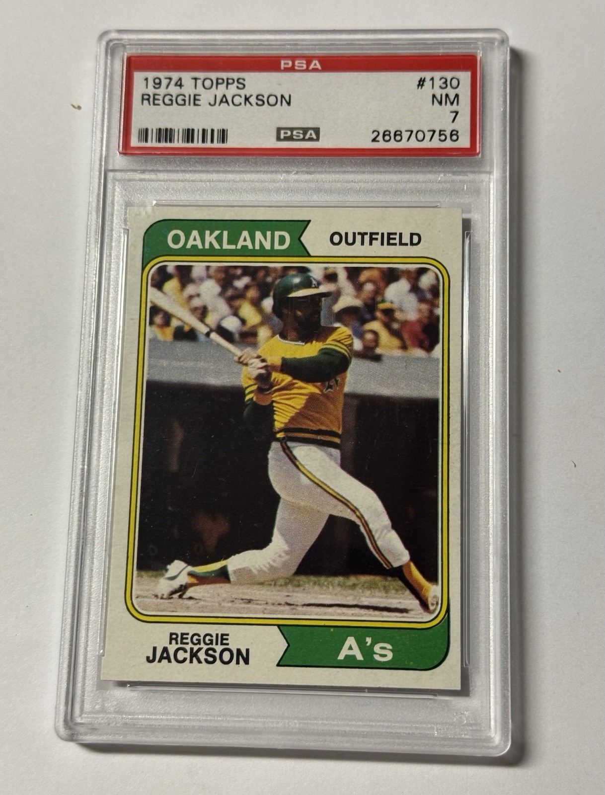 1974 Topps #130 Reggie Jackson PSA 7 NM Oakland A's