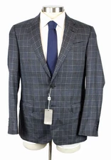 $1295 Armani Collezioni Sport Coat 40 R Mens Grey Plaid Wool Silk Blazer New