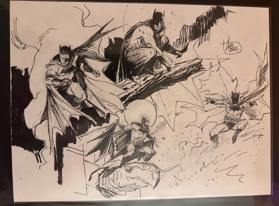 Lee Weeks Batman Arte Original Ilustración Bocetos Estudio DC Comics 9x12