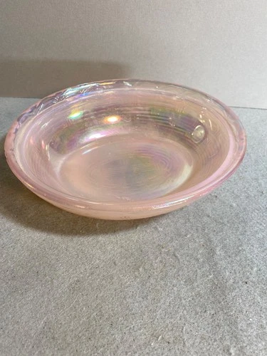Vintage Fenton Pink Opalescent/Iridescent Basket Weave Hen On Nest Base Only 7"