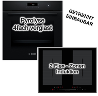 Herdset Backofen Bosch Pyrolyse 3DheißLuft + Induktionskochfeld Flexzonen Boost