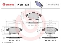 P 24 173 Brembo Bremsbelagsatz, Scheibenbremse FüR Ford,Ford (Changan),Ford Aust