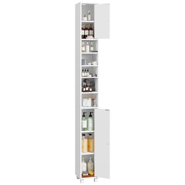 Slim Bathroom Cabinet, Freestanding Storage Cabinet with Adjustable Shelf White